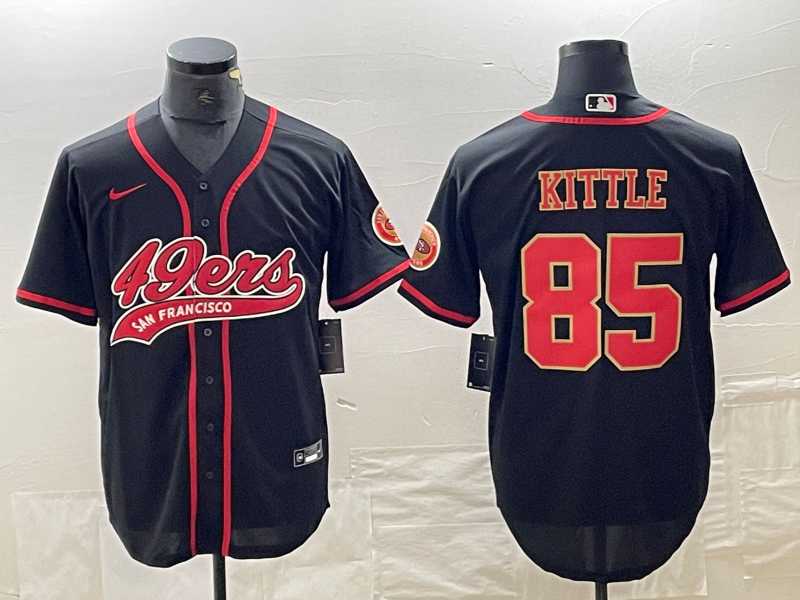 Mens San Francisco 49ers #85 George Kittle Black Red With Patch Cool Base Stitched Baseball Jersey->san francisco 49ers->NFL Jersey